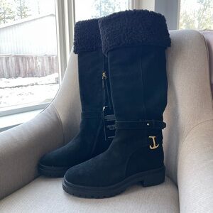 LAUREN RALPH LAUREN Cristine Suede Shearling Convertible Over the Knee Boots 8